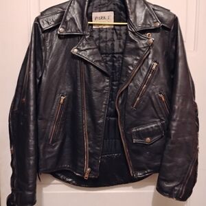 Leather Biker Jacket - Black